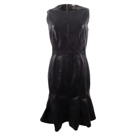 BRAND NEW!! Calvin Klein Black Leather Dress - Picture 3 of 10